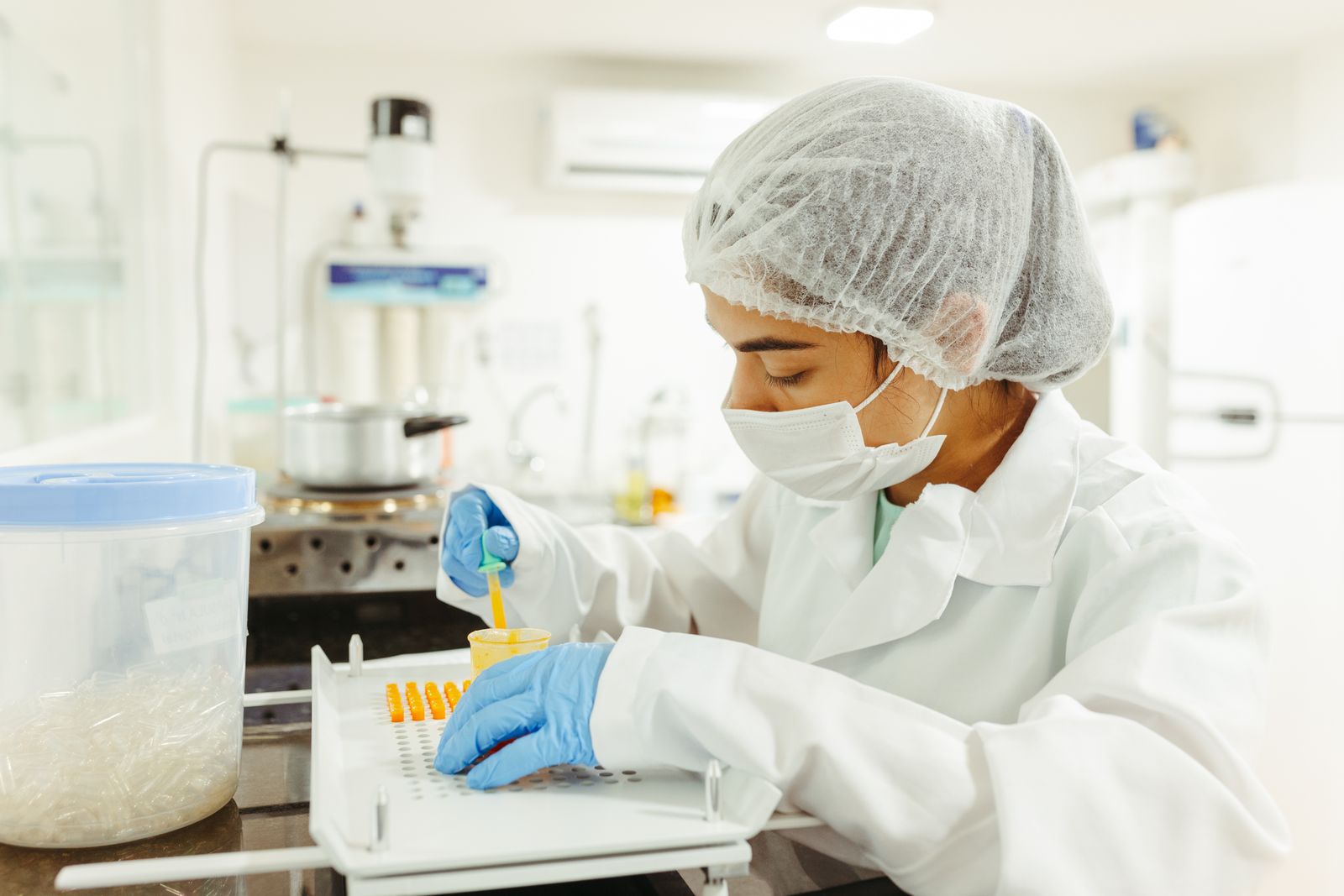 Laboratory technician preparing a sample