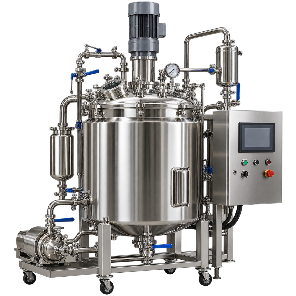 Stainless-steel processing reactor with integrated controls